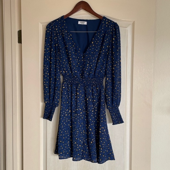 BB Dakota Cheetah Pray Love Long Sleeve Mini Holiday‎ Dress, Midnight Small,​​ - Picture 9 of 15